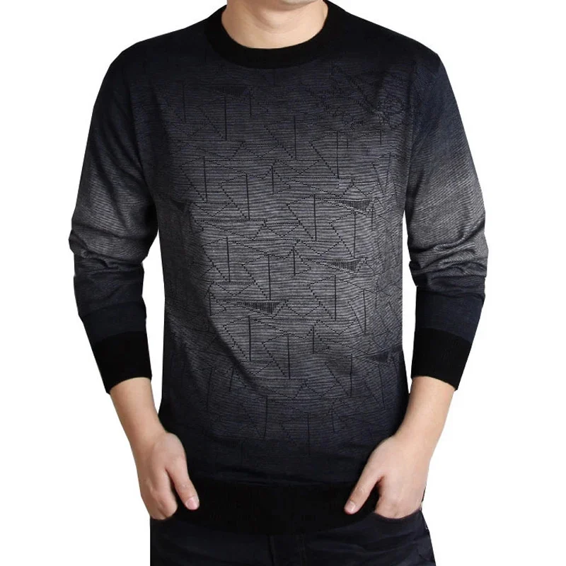 

Autumn Cashmere Sweater Men Casual Print Long sleeve over Men Sweater Plus Size Knitted Slim O-Neck Sweater Male S-2XL