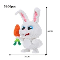 anime doll white rabbit model building blocks diy cartoon pet rabbit carrot moc assembly connection brick childrens toy gift