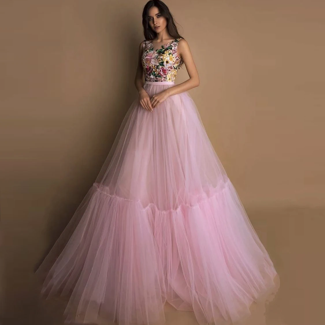 

Graceful Light Pink Skirts for Wedding Long Lush Empire Waistline Puffy Tulle Tutu Skirts Full Length Skirt Maxi Pleated