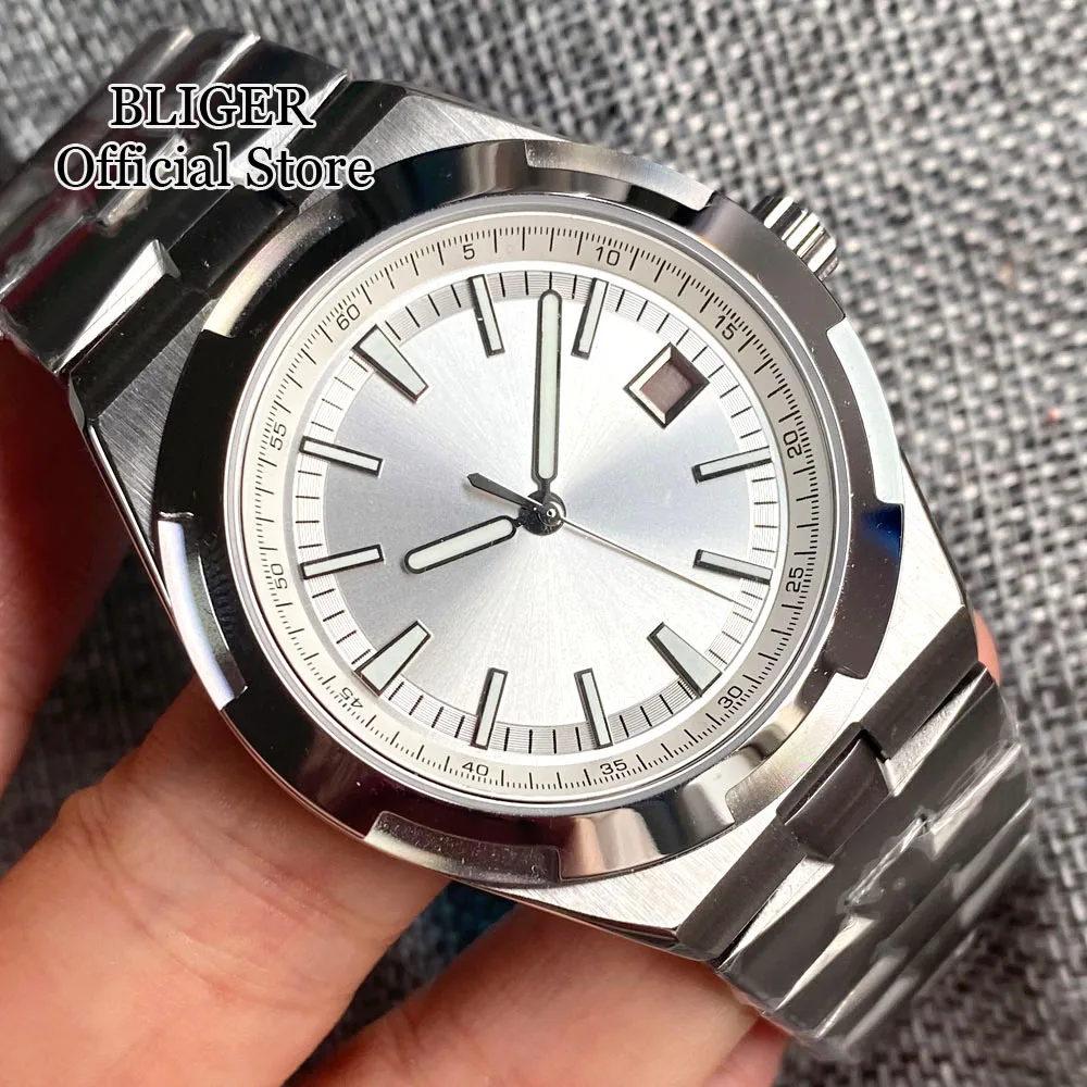 

BLIGER 41mm Watch Case Sapphire Crystal Blue Black Chapter Ring Luminous Hand Fit Miyota 8215 821A DG ST1612 ETA2836 Glass Back