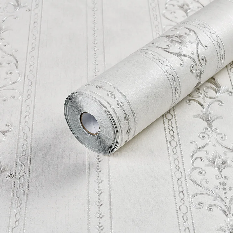 

Self Adhesive 3D Embossed Texture Wallpaper Striped Floral Pattern Home Decor Bedroom Living Room Background Wall Paper