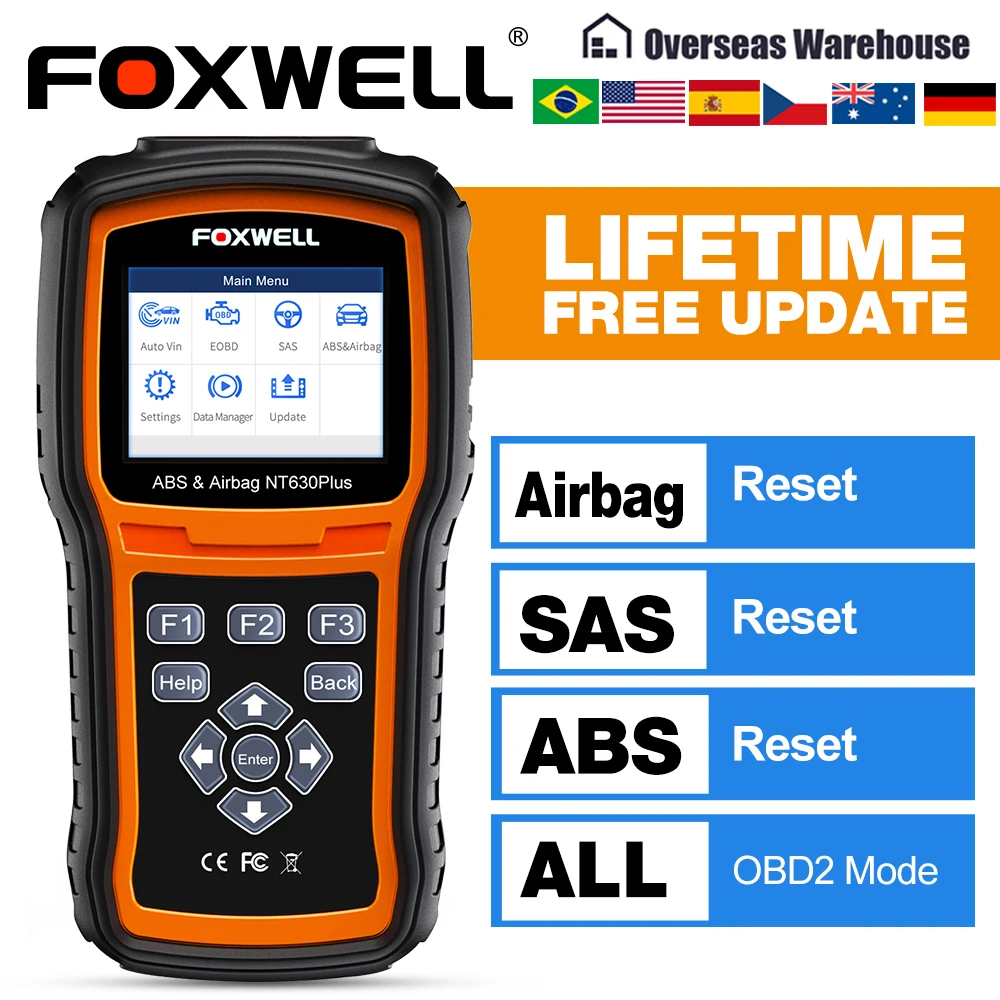FOXWELL NT630 PLUS диагностические инструменты для автомобиля проверка двигателя ABS SRS SAS сброс данных об аварии Автомобильный сканер многоязычный OBD2 сканер