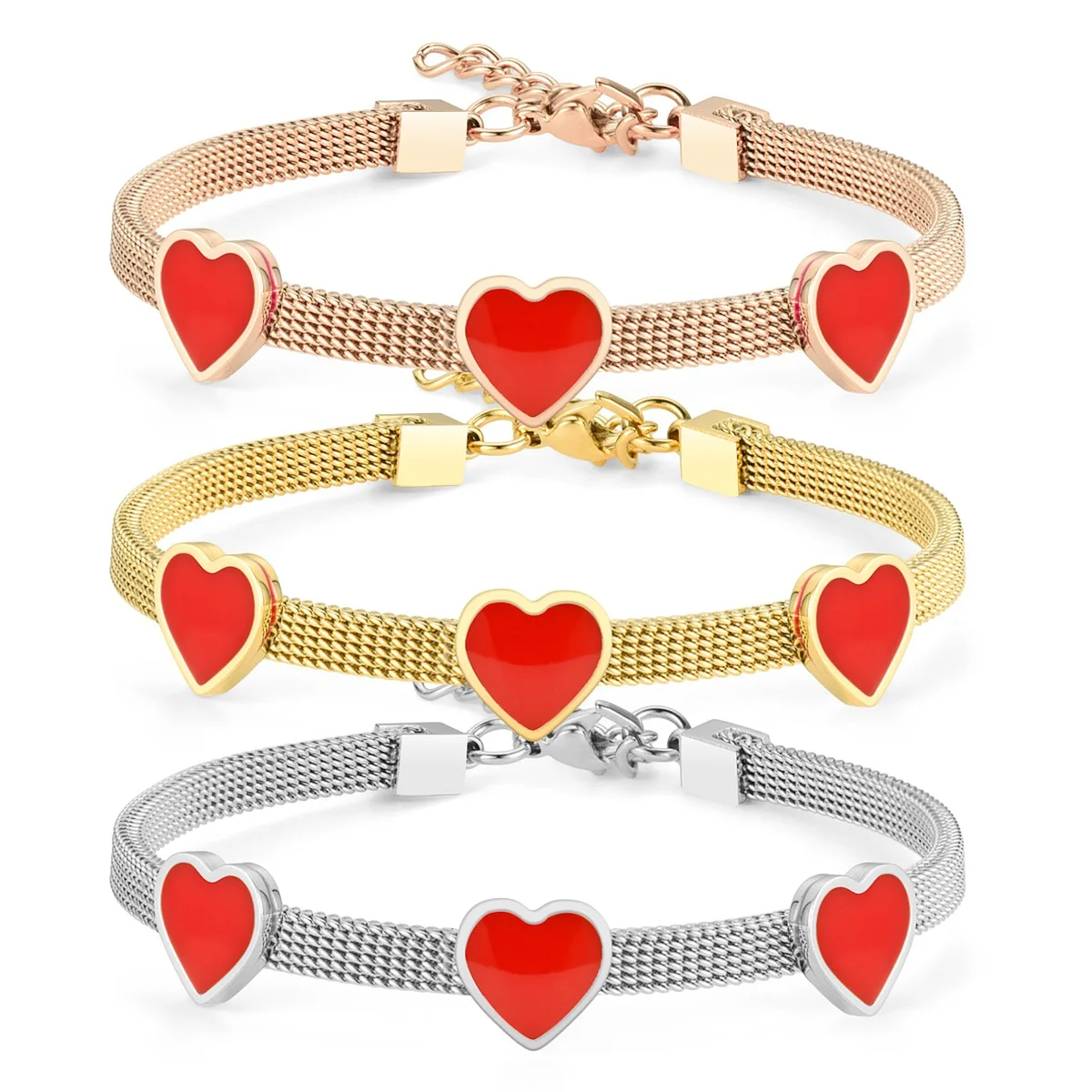 

Love Titanium Steel Bracelet European and American Fashion Drop Nectarine Heart-shaped Couple Bracelet Korean Version Bracelet