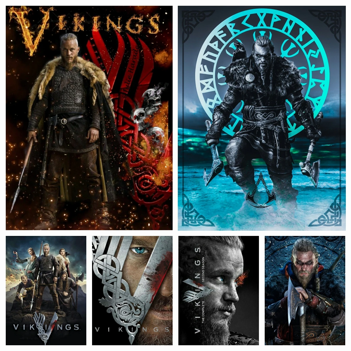 

Tv Series Vikings Character Ragnar 5D DIY Diamond Painting Embroidery Square Round Cross Stitch Rhinestones Mosaic Home Decor