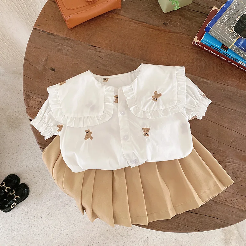 

Bear Leader Baby Clothes Sets Brother and Sister Matching Outfits Summer Korean Boys Shirt Shorts Suit Girls Blouse Skirts Set