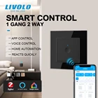 LivoloСтандартный 2 способа крест умный дом с технологией Zigbee настенный сенсорный выключатель, сенсорный экран, Wi-Fi, приложение Управление, google Home, Alexa echo Управление