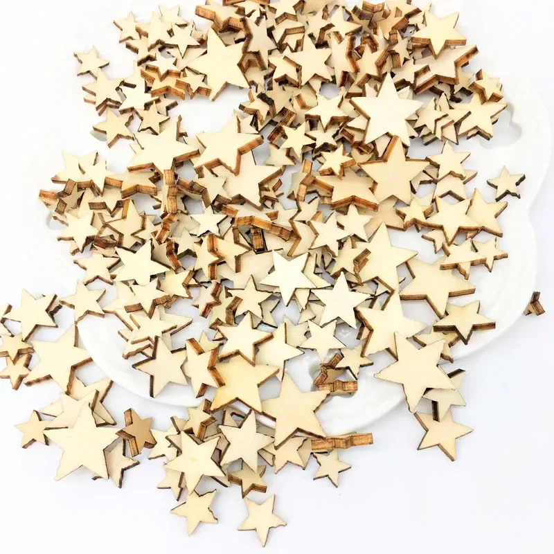 100 шт. деревянные украшения в виде сердца/звезд скрапбукинг Свадебный