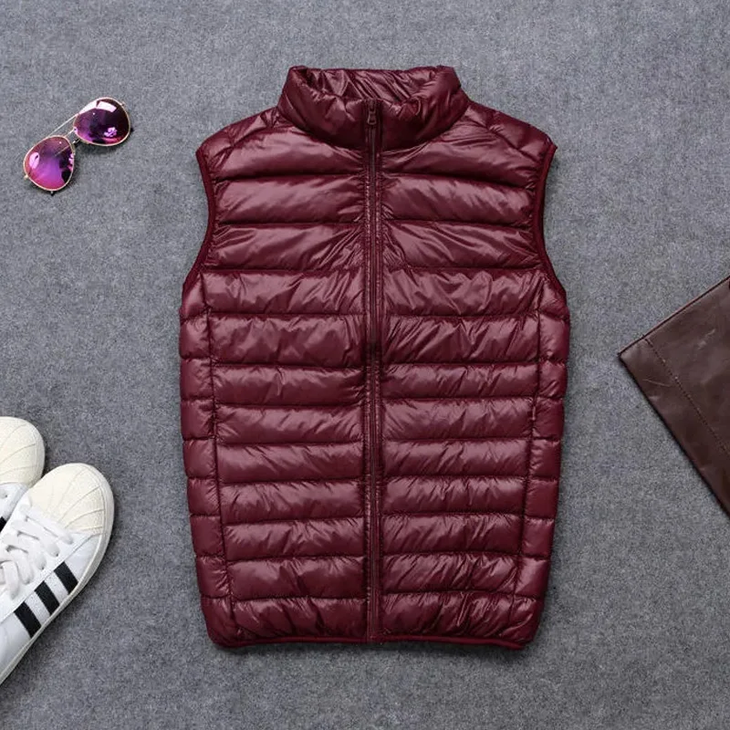 Chaleco de plumon de pato para hombre, chaqueta ultraligera sin mangas, ultraligera, calida y ligera, 2022men clothing