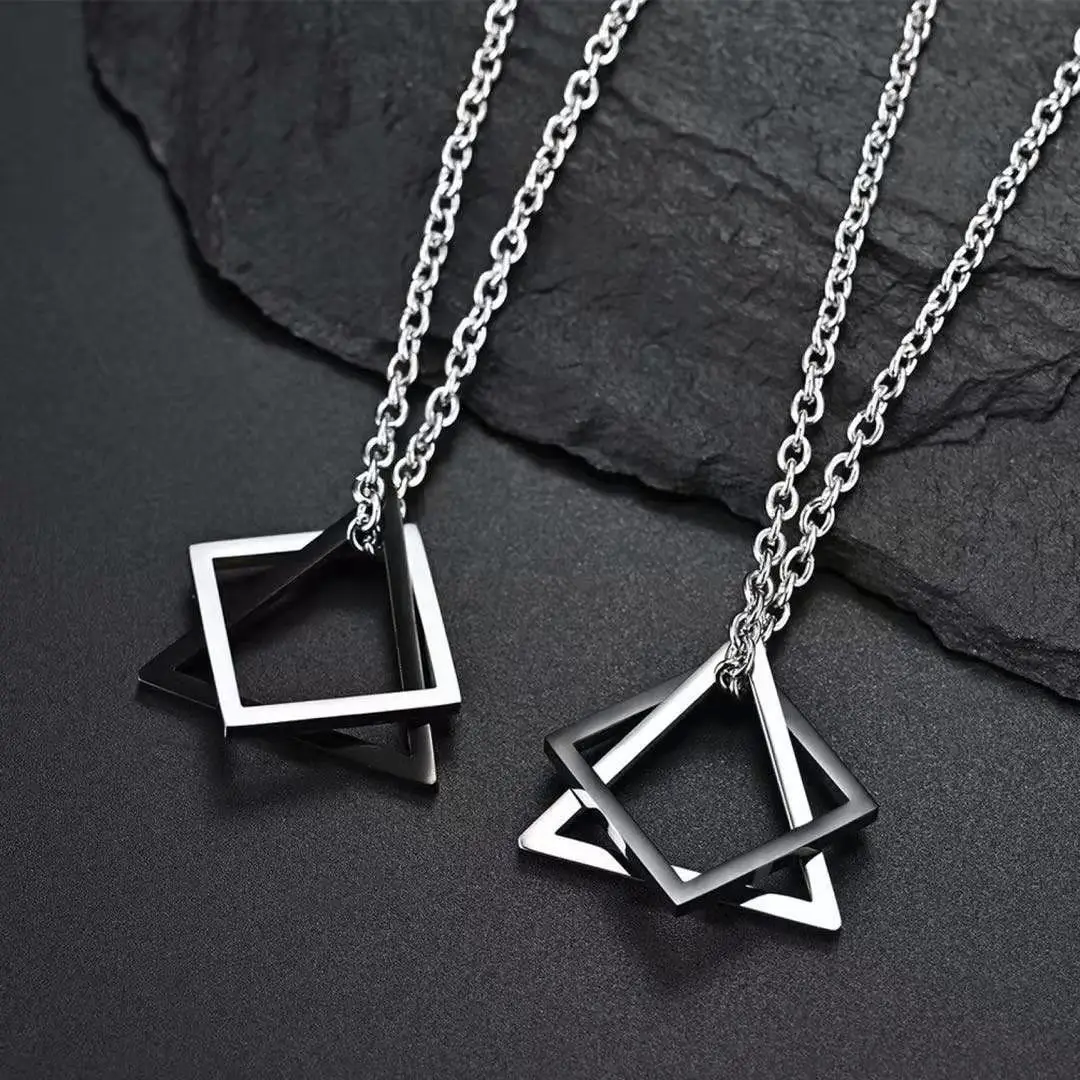 

316L Stainless Steel Personality Geometric Triangle Pendants Necklace For Men Punk Hip Hop Style Party Gifts For Boyfriend