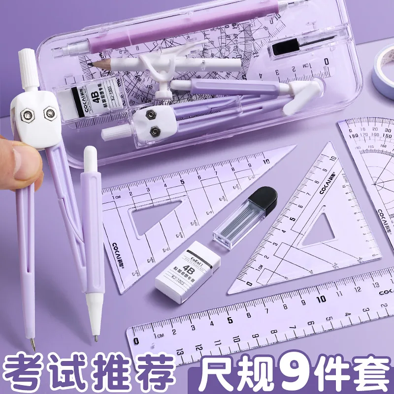

Wholesale Of Compasses, Set Of Rulers For Students, Color Set Of Rulers, Straight Middle School Students, Drawing Tools, Learnin