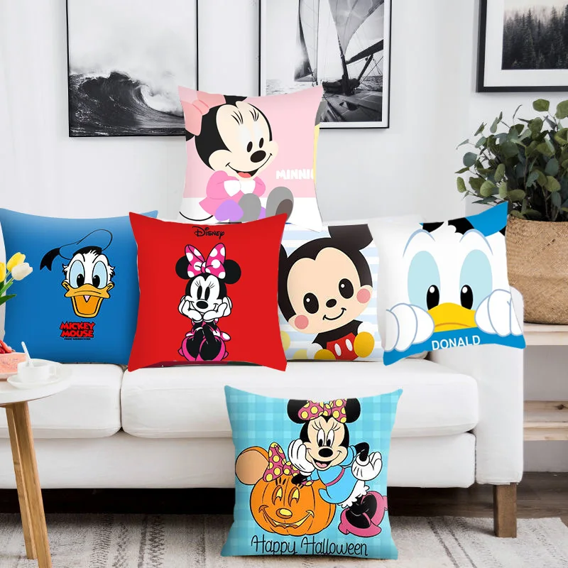 

Disney Mickey Mouse Minnie soft Pillowcases Home Textile White Couple Pillow Cover Decorative Pillows Case Living Room gift