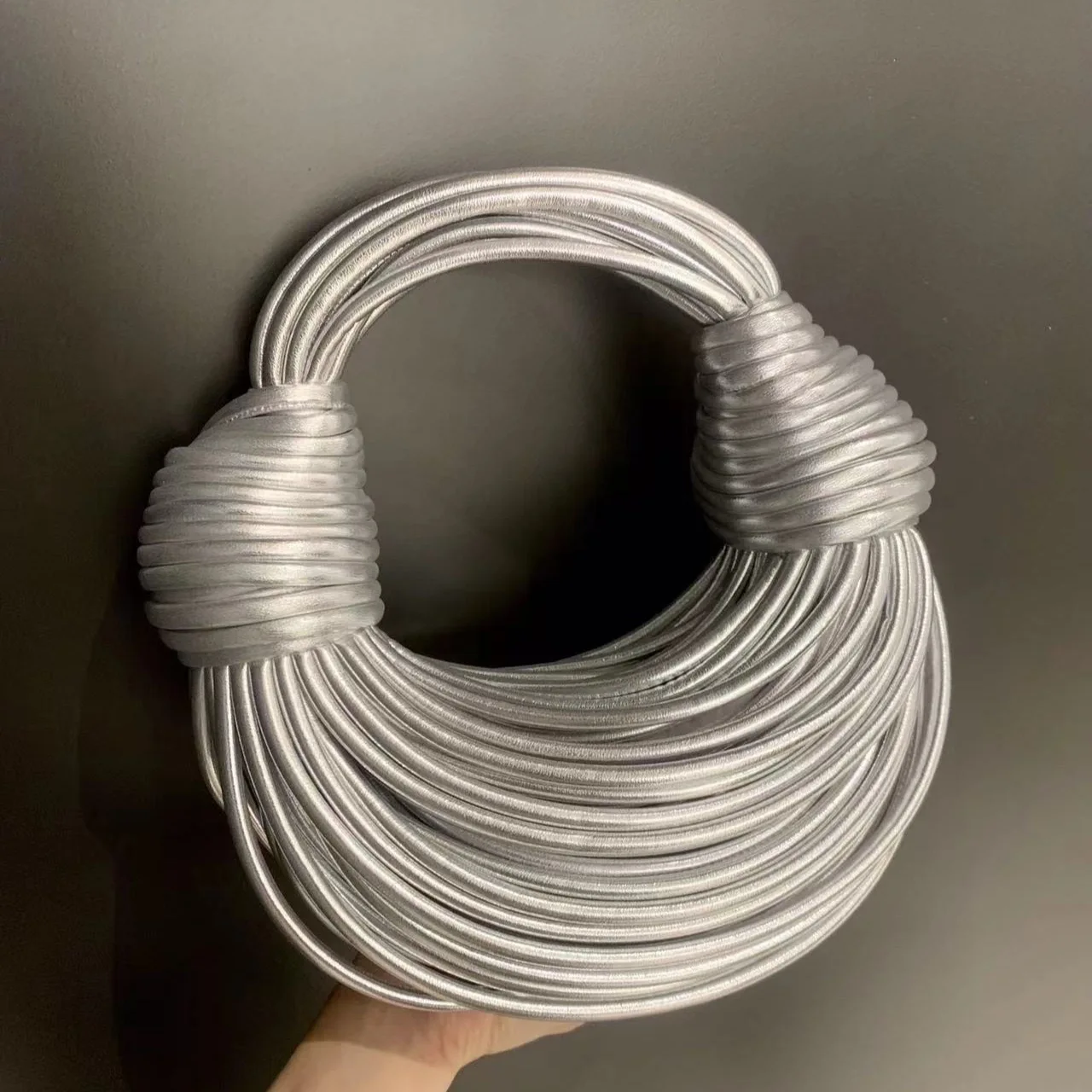 Handbags for Women 2023 New in Gold Luxury Designer Brand Handwoven Noodle Bags Rope Knotted Pulled Hobo Silver Evening Clutch