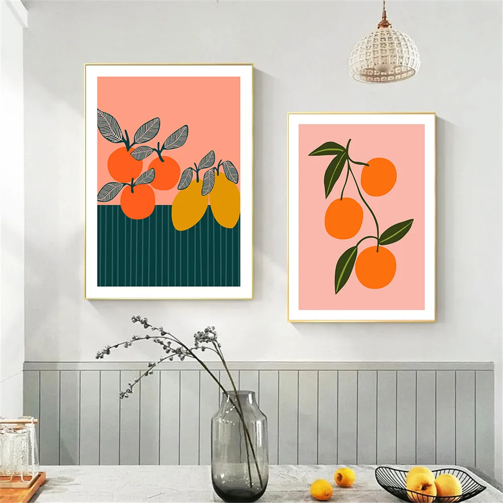 

Abstract Fruits Wall Painting Orange Lemon Posters and Prints Kitchen Wall Art Poster PictureS Kitchen Decor Nordic Decorative