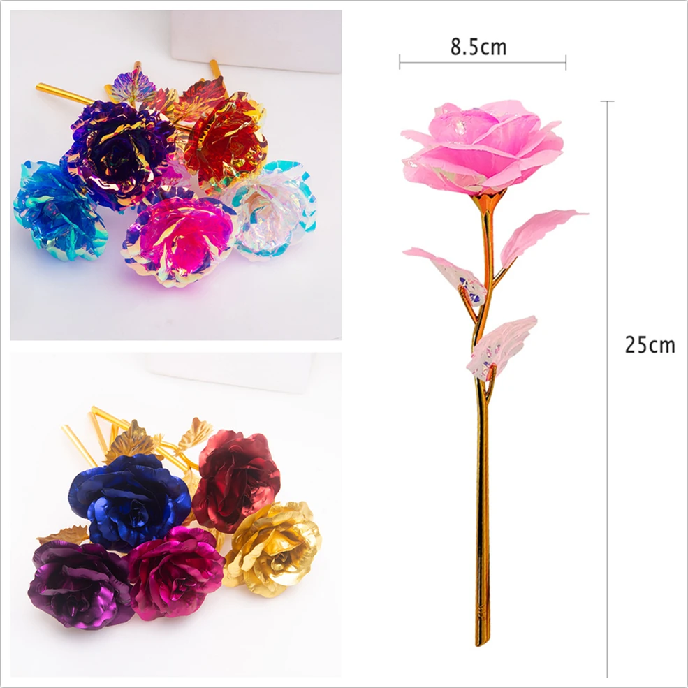 Покрытие из фольги 24 К розовое золото светящаяся Роза долговечная любовь