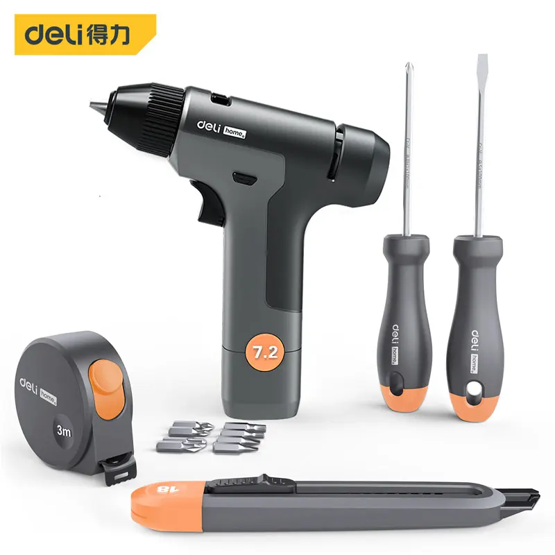 

Deli Power Tools 3.6V Electric Screwdriver Set Multifunction Wireless 6 Pcs 7.2V Cordless Lithium Battery Electric Drill Sets