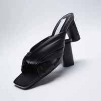 zrack sandals women 2022 luxury brand summer fashion square toe high heel design sexy cross belt muller sandals slippers woman
