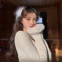 korean fashion elegant tops white pullover y2k female 2021 new casual sweet fairy knit sweater women long sleeve hairy sweaters