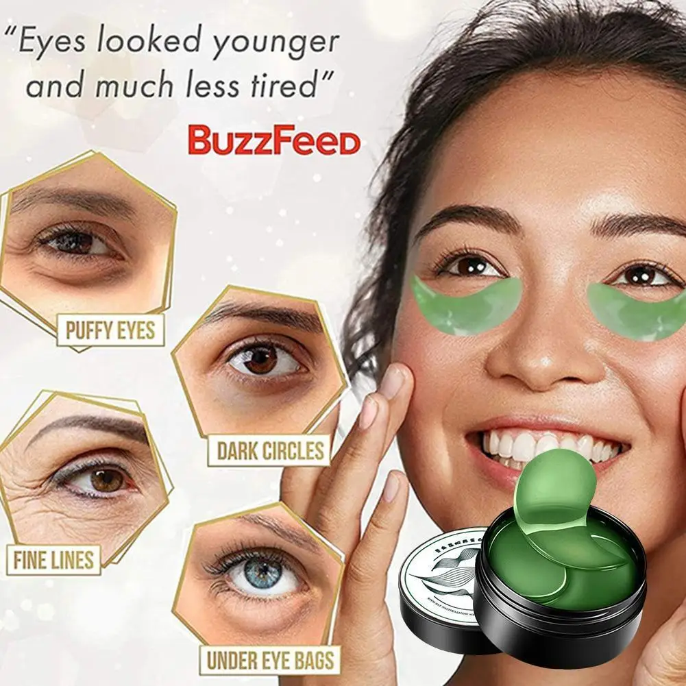 

60PCS/Box Crystal Collagen Eye Mask 24K Gold Seaweed Extract Anti-Wrinkle Anti Aging Eye Skin Care Patch Dilute Fine Lines Mask