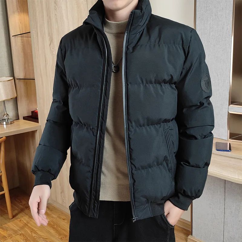 2022 New Men's Casual Warm Casual Loose Stand-up Collar Cotton-padded Jacket Men's Solid Color Men's Wear Trend Winter Coat