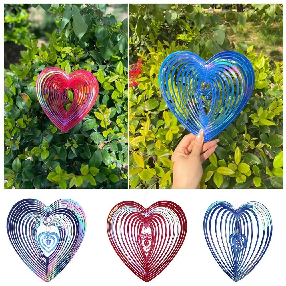 

Светоотражающий ретранслятор птиц, вращающийся ветряной Спиннер в форме сердца, стальной металлический ветряной Ловец, любящий вращающийс...