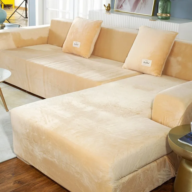 

Plus Plush Thicken Sofa Covers For Living Room L Shaped Corner Elastic Slipcover Sectional Stretch Couch Covers With Armrest