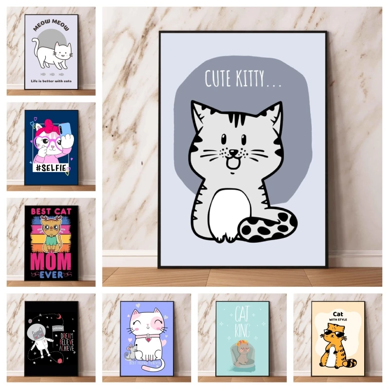 

Anime Posters Cat Astronaut in Space Decoration Paintings Birthday Gifts Decorative Modern Home Picture HD Print Art Prints