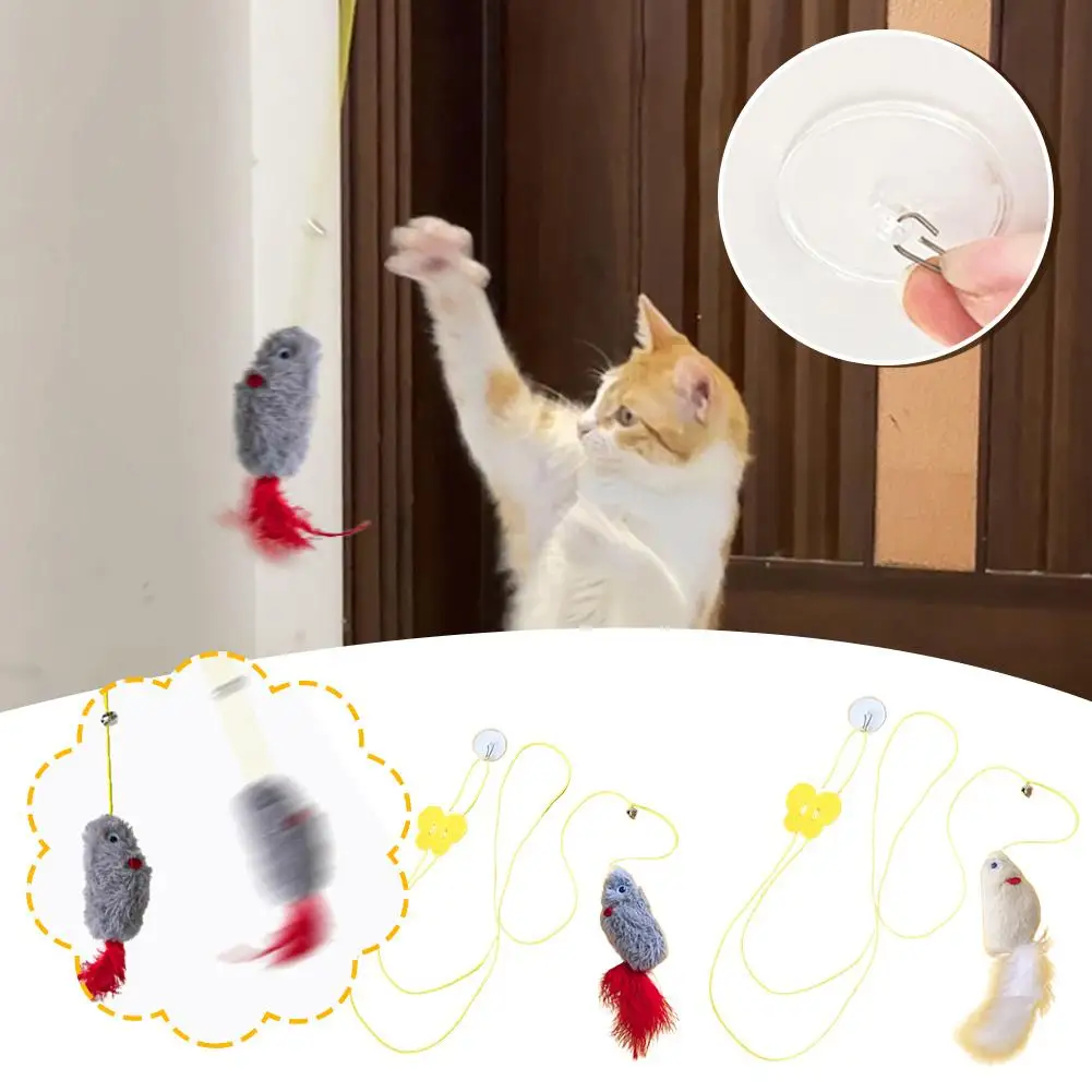 

Simulation Mouse Cry Cat Toys Cat Scratch Rope Mouse Type Funny Supplies Hanging Retractable Interactive Self-hey Door Pet J6R3