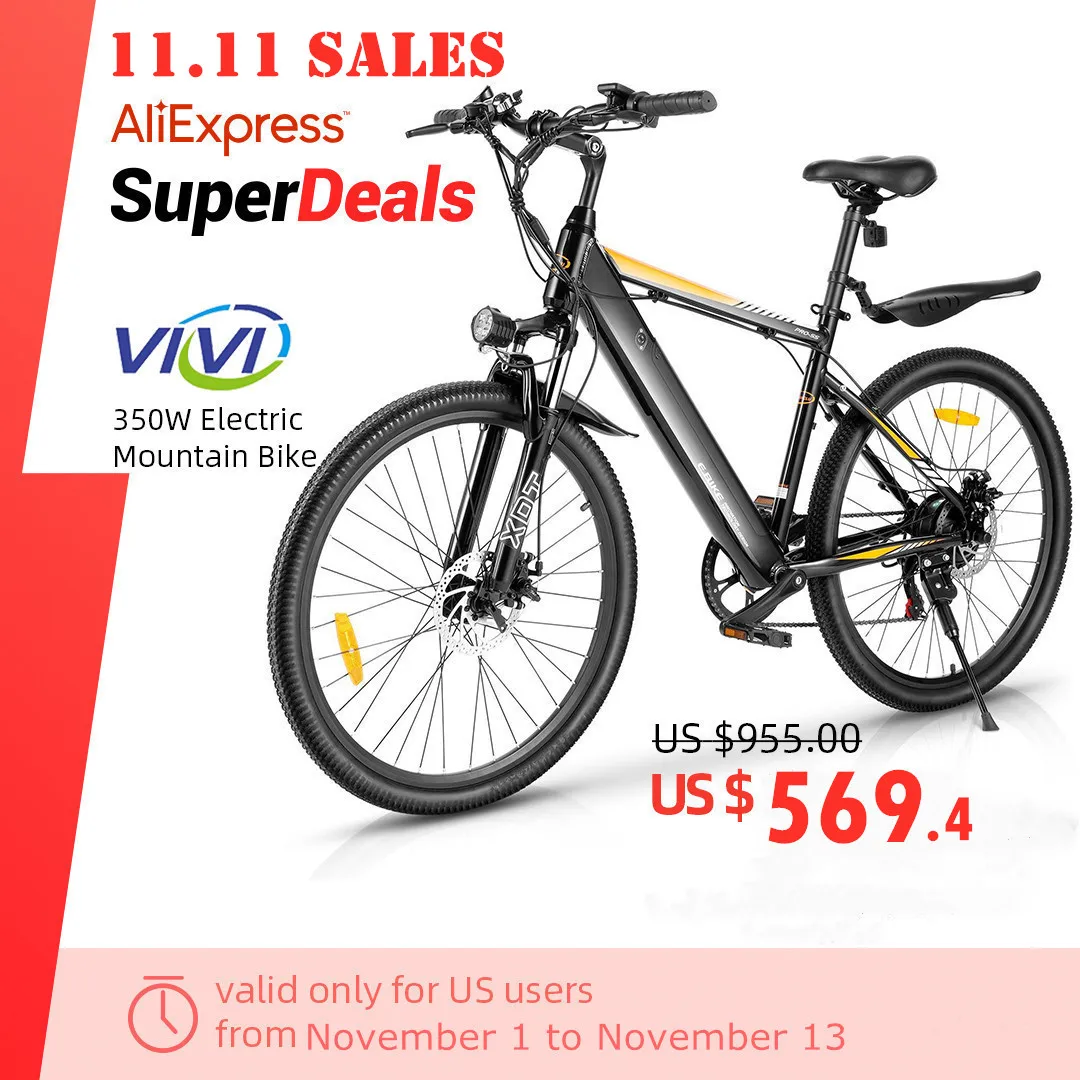 

VIVI 26"Electric Bike Mountain Bike 350W Ebike for Adults Removable Battery 7-Speed High Speed Gear Aluminum Alloy Electric Bike
