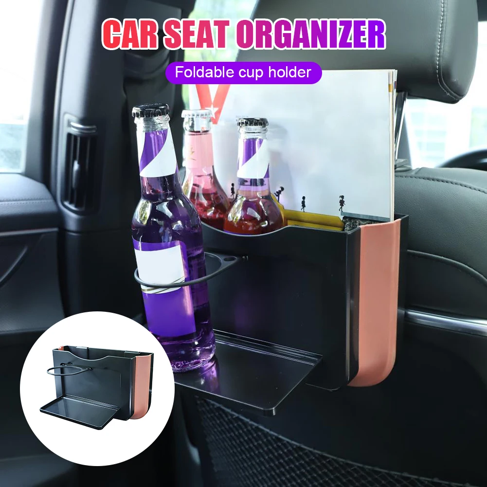 

Car Organizer Folding Trash Can Leakproof Back Seat Storage Box Collapsible Back Seat Cup Holder Table Tray Interior Accessories