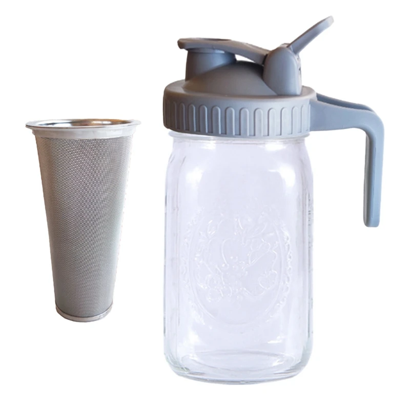 

Стеклянная банка с носиком и ручкой, 32 унции