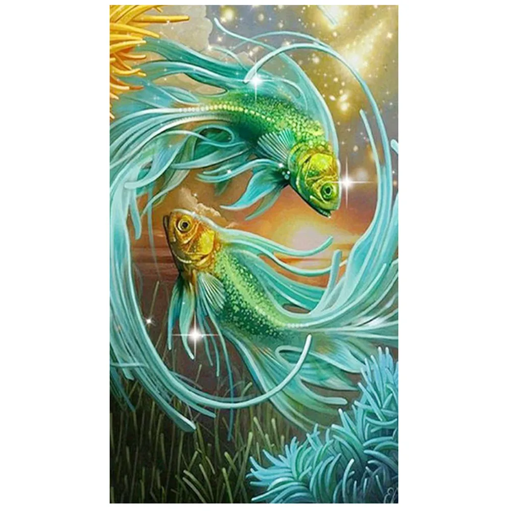 

Fish Diamond Painting 5D Diy Mosaic Full Round Drill Animal Diamond Embroidery Picture of Rhinestones Cross Stitch Kits Gift