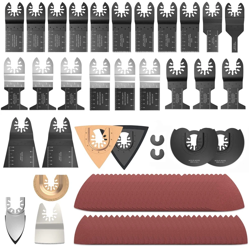 

91 Pack Oscillating Saw Blades With Sandpaper, Oscillating Tool Blades To Cut Metal Wood Plastic Oscillating Saw Blades