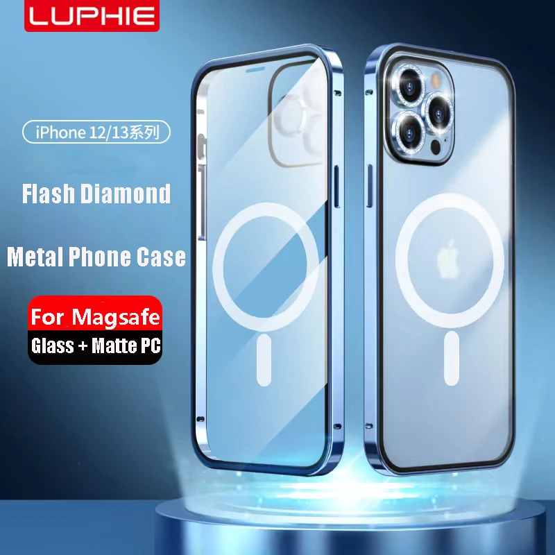 

Металлический магнитный чехол для телефона iPhon 12 13Pro Max Magsafe для Iphone 13, алюминиевая Защита объектива, магнитные Чехлы, Беспроводная зарядка