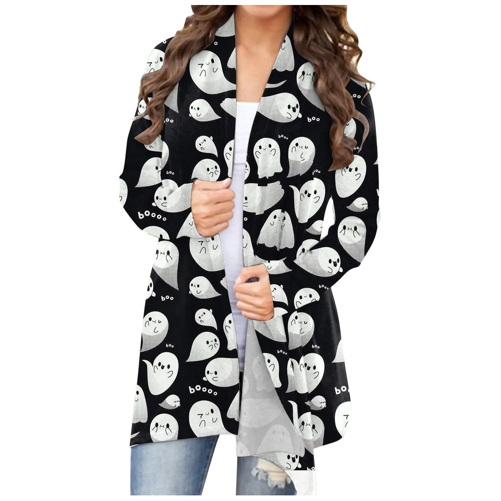 Женский кардиган с длинным рукавом Повседневный Кардиган принтом животных кошек