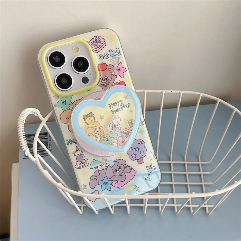 Корейский чехол с милой иллюстрацией и мультяшным звездным медведем Magsafe для iPhone