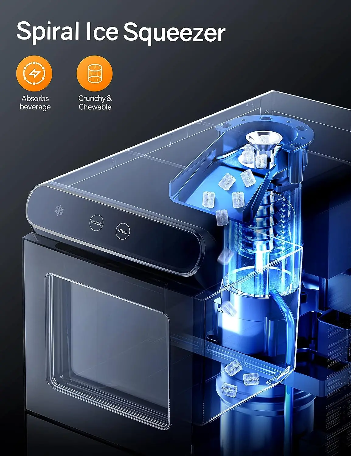 

Countertop Nugget Ice Maker, Front-Loading Pebble Ice Maker Machine, 30lbs Per Day, 2 Ways Water Refill, Self-Cleaning, Stainles