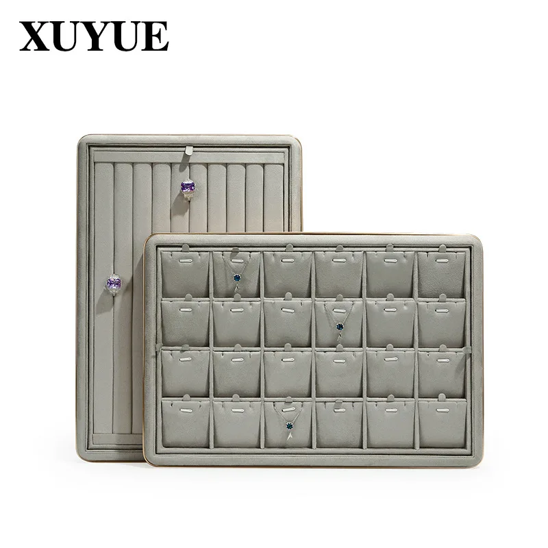 New jewelry display tray metal gray ring necklace jewelry display counter look pallets shot jewelry tray packaging box