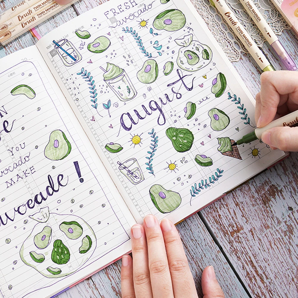 Маркеры с двойным наконечником в стиле ретро 3 шт./компл. акварельные ручки для