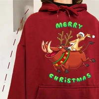 disney christmas dingman pengpeng hoodies women harajuku pullovers cute kawaii casual tops o neck hooded sweatshirt long sleeves