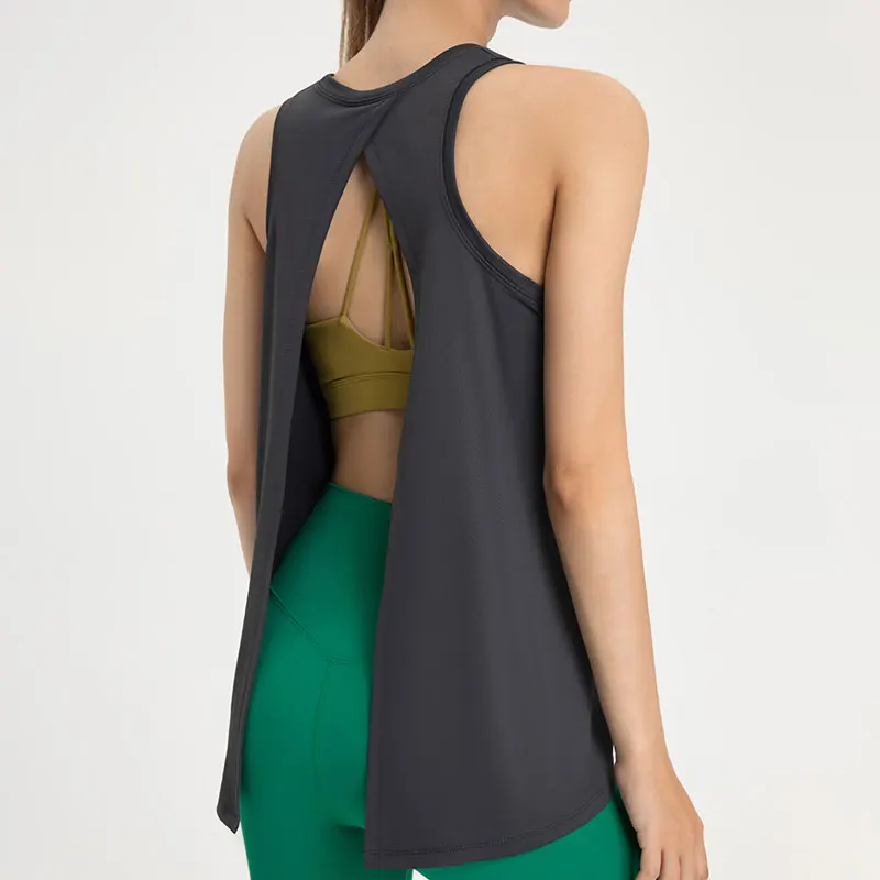 Топ женский спортивный с открытой спиной эластичный мягкий и гладкий