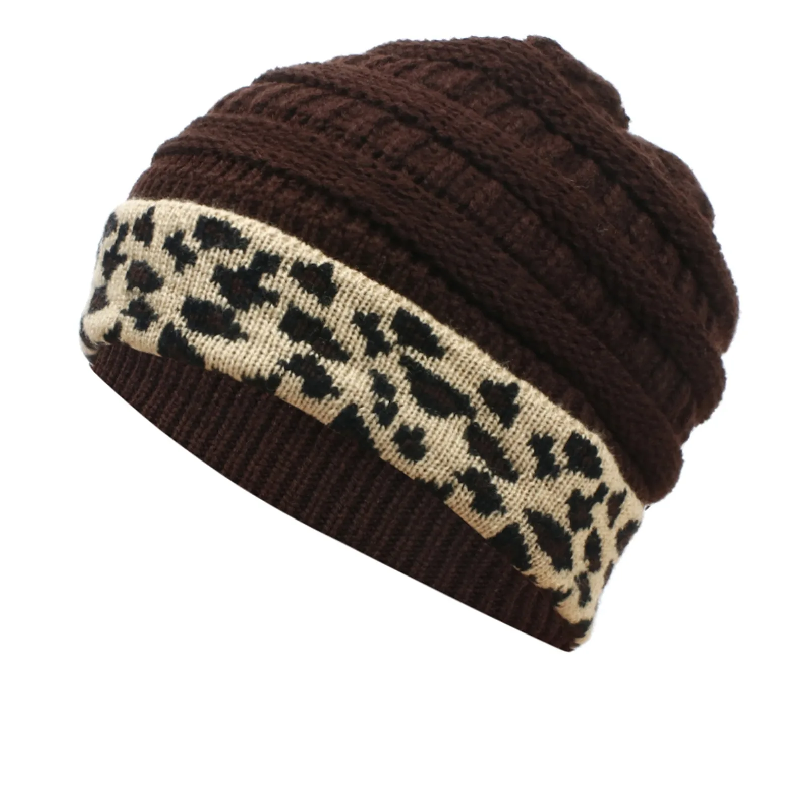 

Warm Slouchy Beanie Soft Baggy Leopard Winter Cap Women Knit Hat Chunky Ski Baseball Caps Baseball cap For men & women