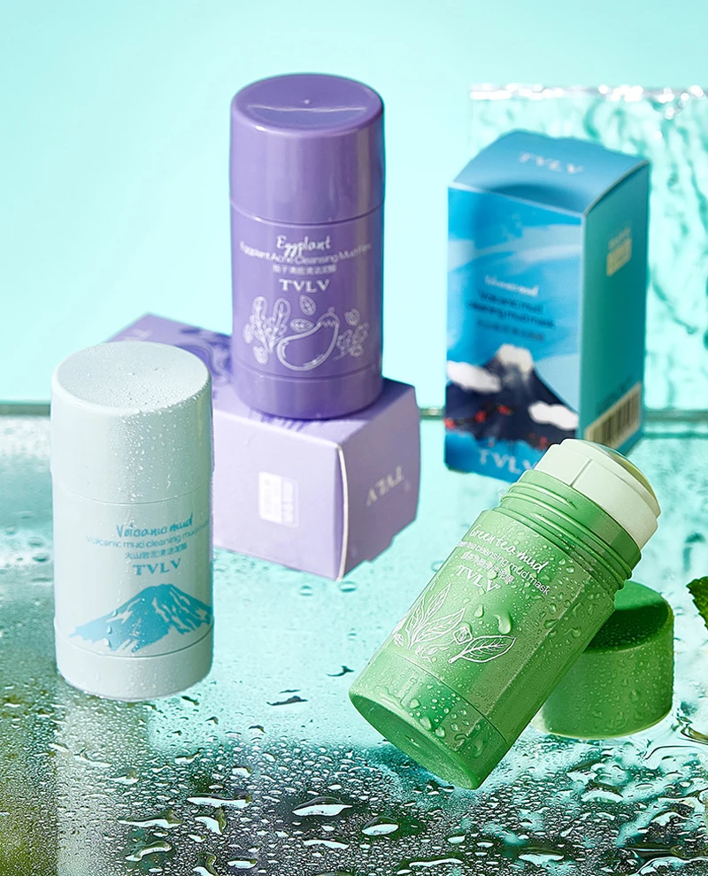 

Green Tea Mask Stick Oil Control Eggplant Acne Cleansing Mud Mask Skin Care Moisturizing Remove Blackhead Fine Pores Face Care