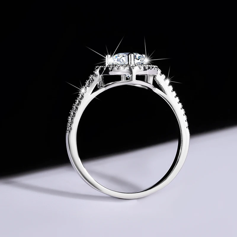 Кольцо Из Стерлингового Серебра 925 Пробы С Муассанитом И Сердечком Парное