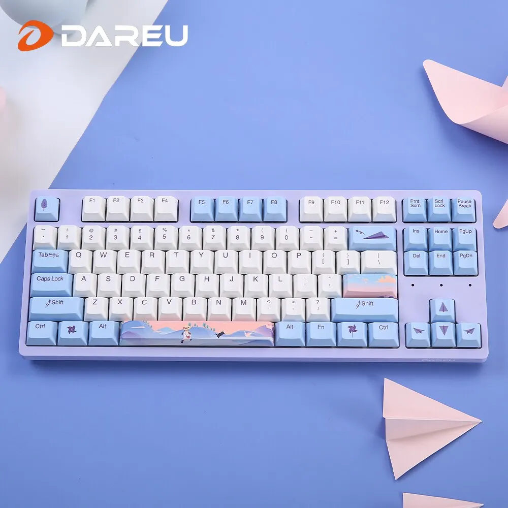DAREU 87 Keys PBT Wired Mechanical Keyboard Hotswap N-Key Rollover Icy Blue Backlight Anti-ghosting Gamer Keyboard for PC Laptop