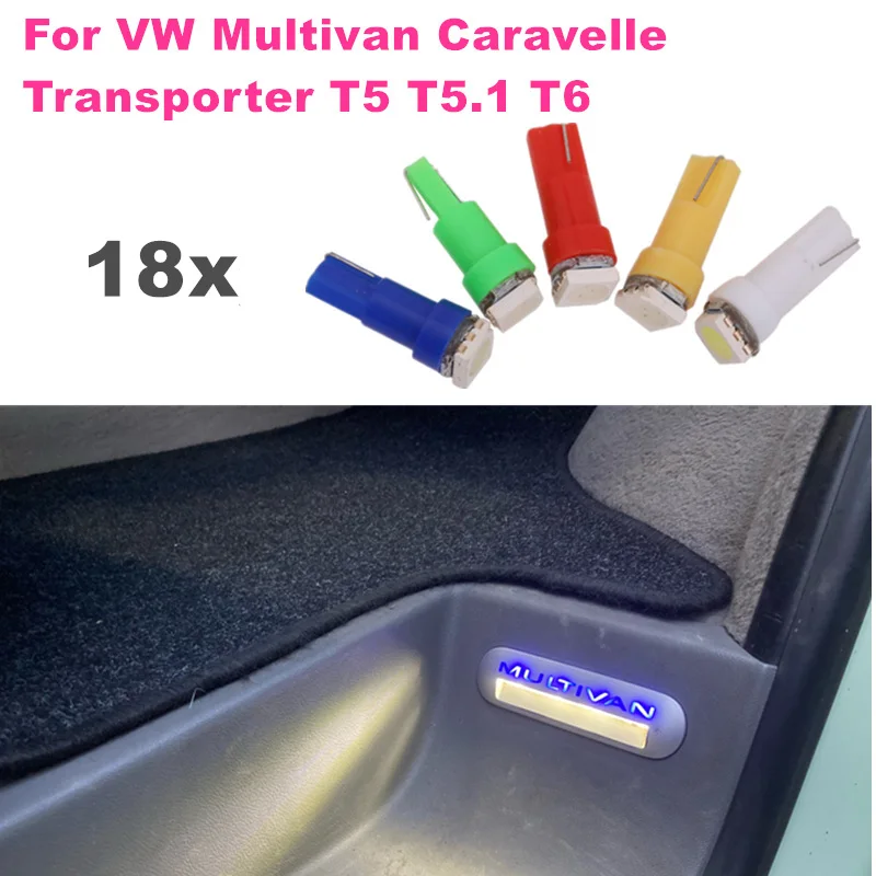 

18 Шт. 5050 1SMD Canbus Без Ошибок Светодиодные Автомобильные Дверные Фонари Для Volkswagen Multivan Caravelle Transporter T5...