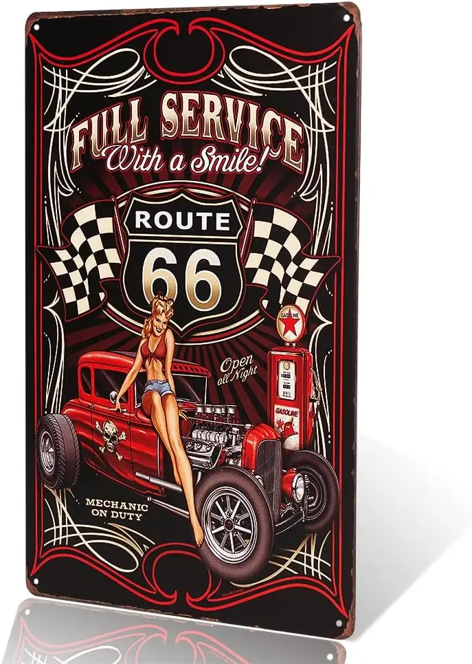 dingleiever-Full Service Hot Rod Route 66 высеченный металлический знак булавка для девочек с
