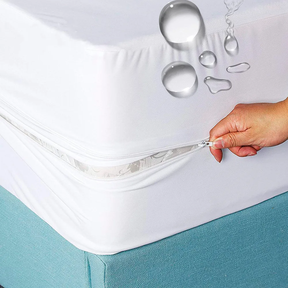 

Full Wrap TPU Waterproof Mattress with Zipper Bed Skirt Mattress Solid Color Hotel Moisture-proof Mildew-proof Protective Cover