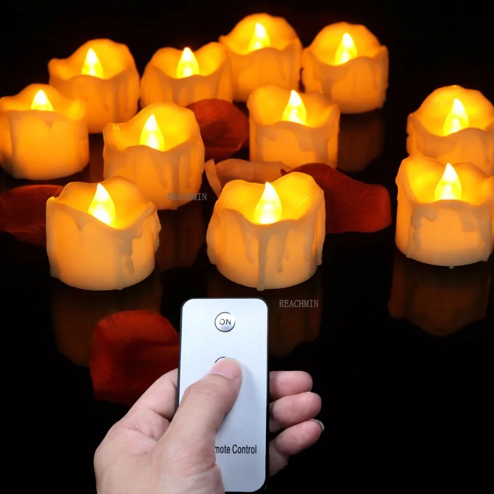 

Pack of 12 Remote or not Remote New Year Candles,Battery Powered Led Tea Lights,Tealights Fake Led Candle Light Easter Candle