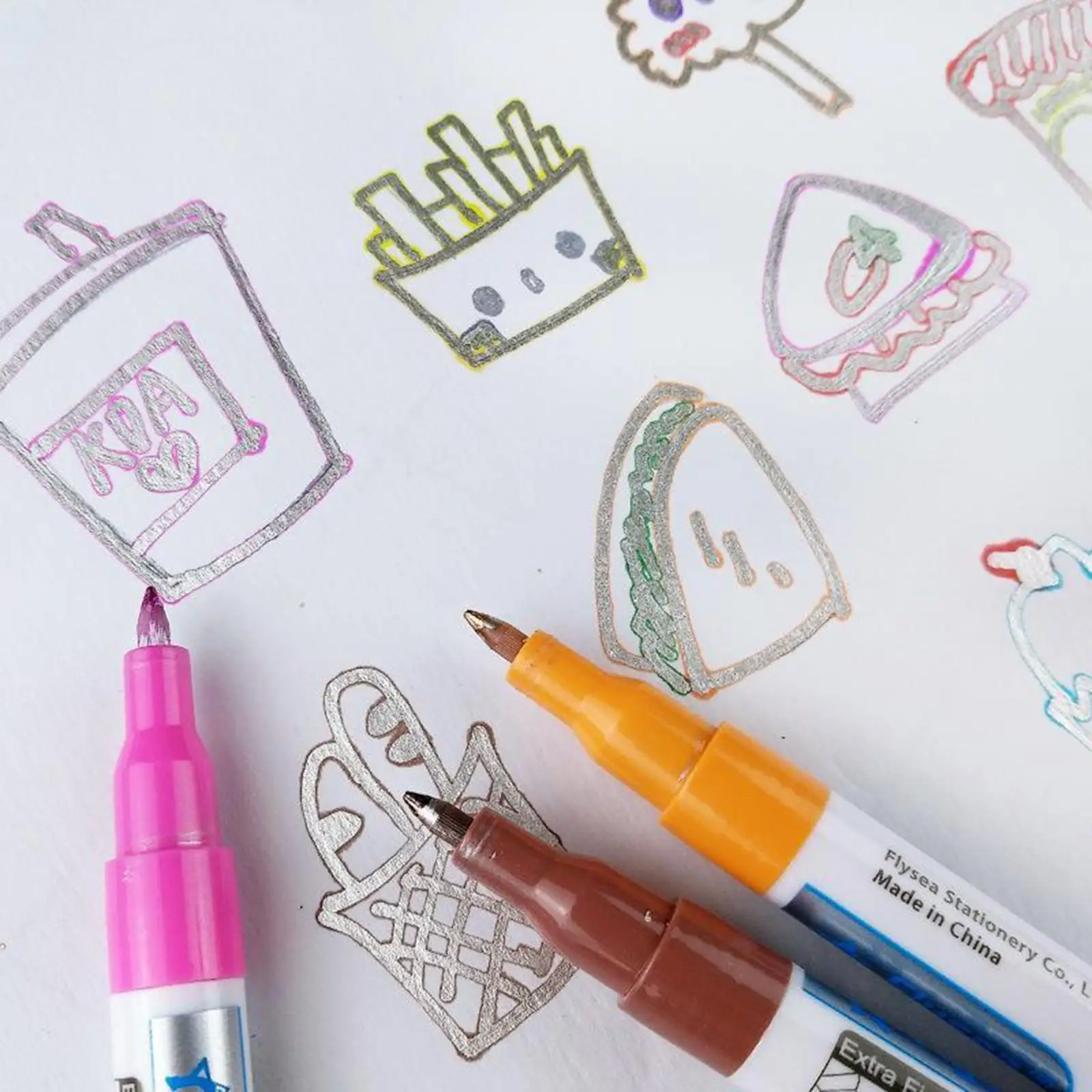 Ручки с двойной линией мерцающей краски набор ручек 8/12 для детей и взрослых