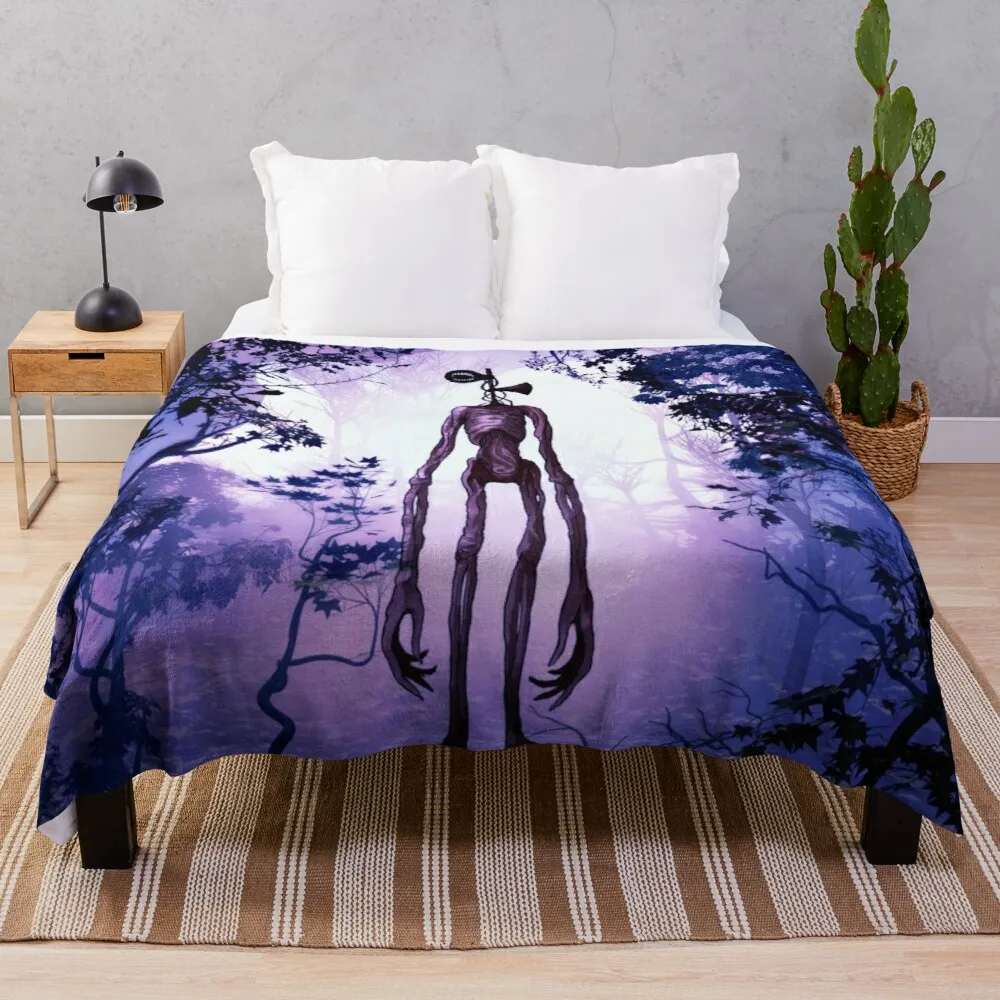 

Siren head in purple horror backgroundThrow Blanket decorative blankets Sofa quilt
